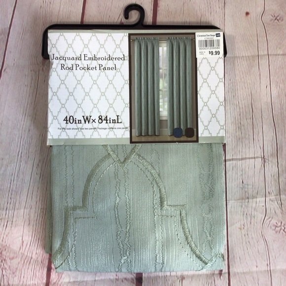 Jacquard Embroidered Rod Curtain Panel - 40” W x 84” L - Picture 1 of 4